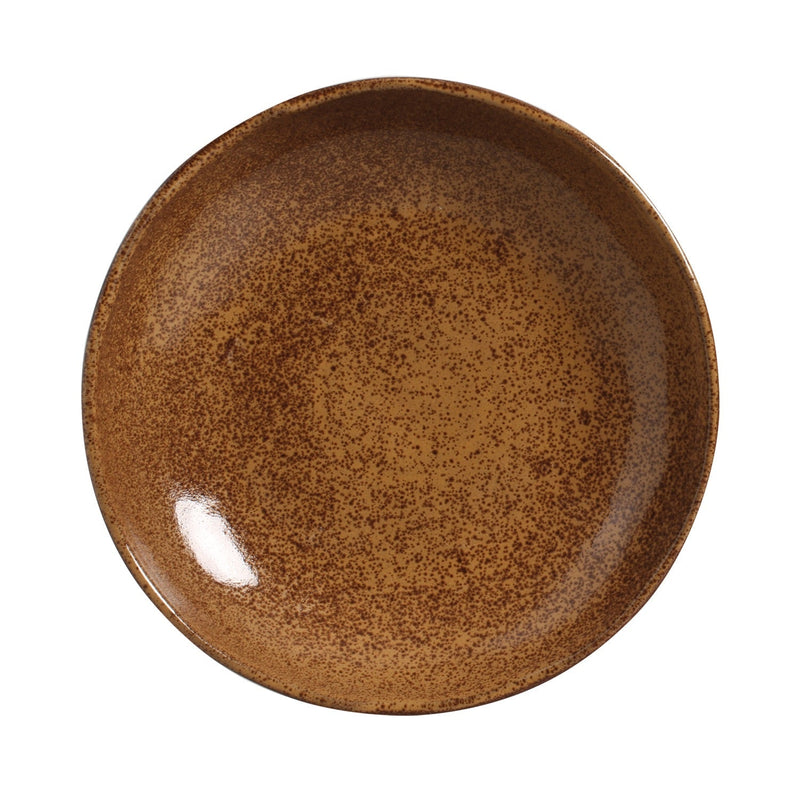 Brown ceramic plate on a white background