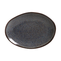 Dark gray ceramic plate on a white background