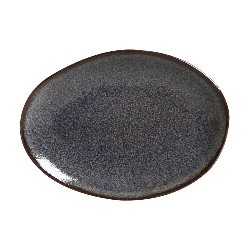 Dark gray ceramic plate on a white background