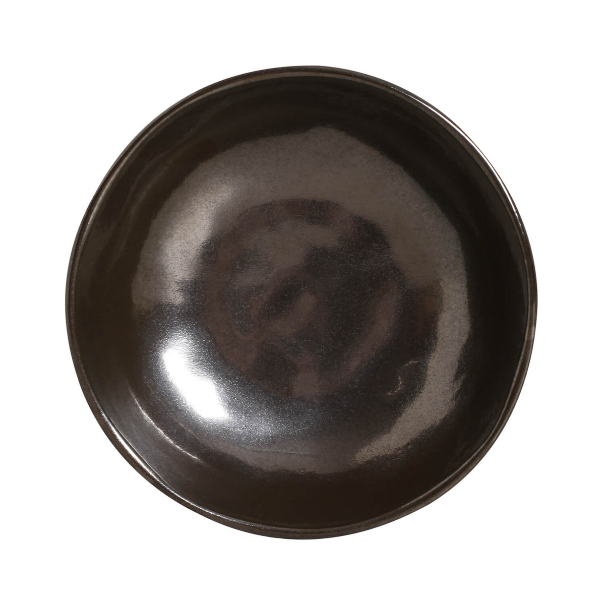 Black ceramic bowl on a white background