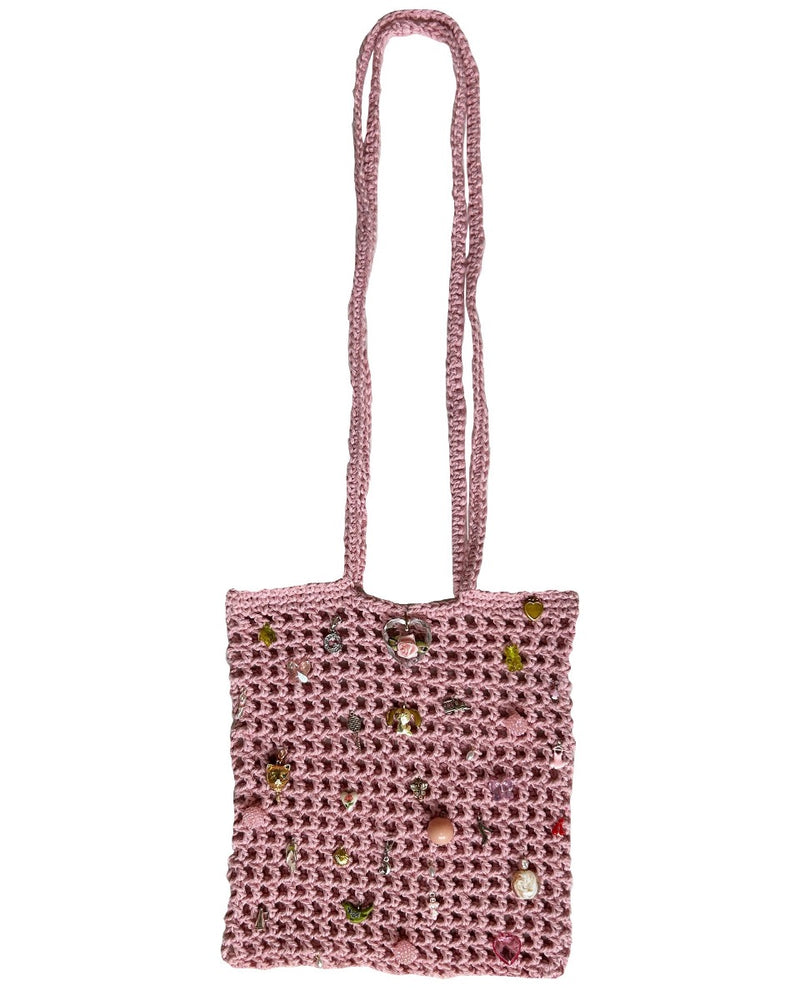 The Series NY Crochet Charm Tote Bag Pink