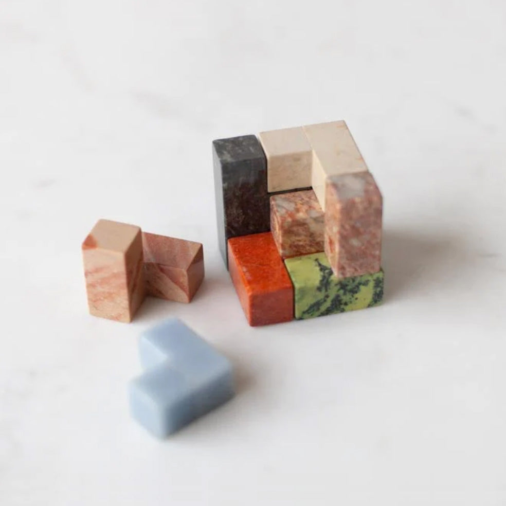Colorful stone blocks on a white background