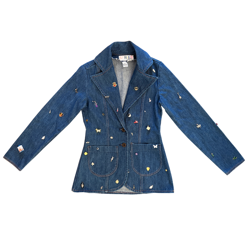 The Series NY Reworked Denim Blazer with Charms XSmall