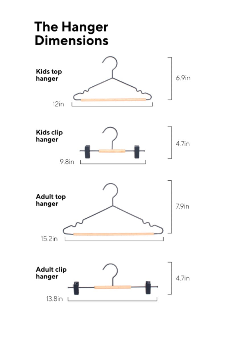 Mustard Made Kids Clip Hangers in Slate Dimensions