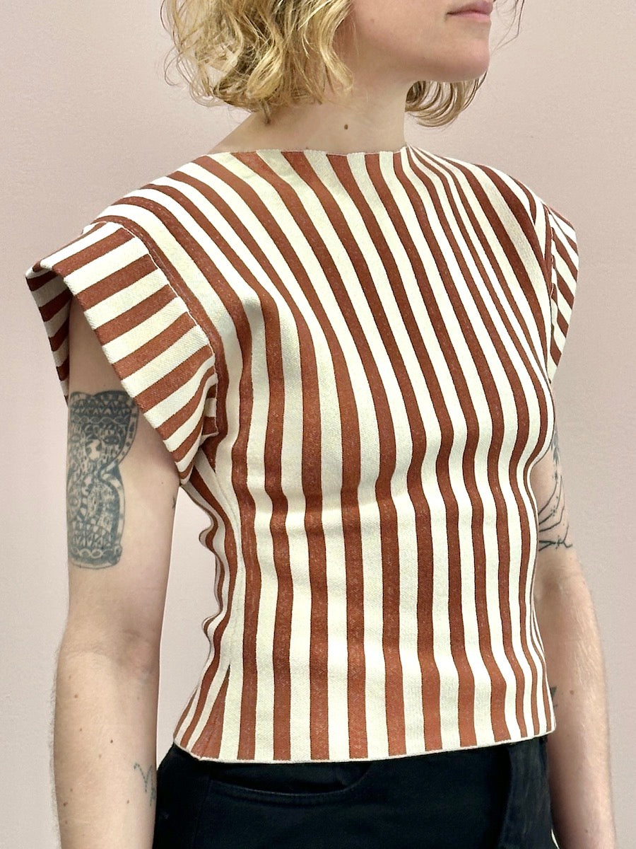 Rachel Comey Laural Top Brown + Cream Stripe