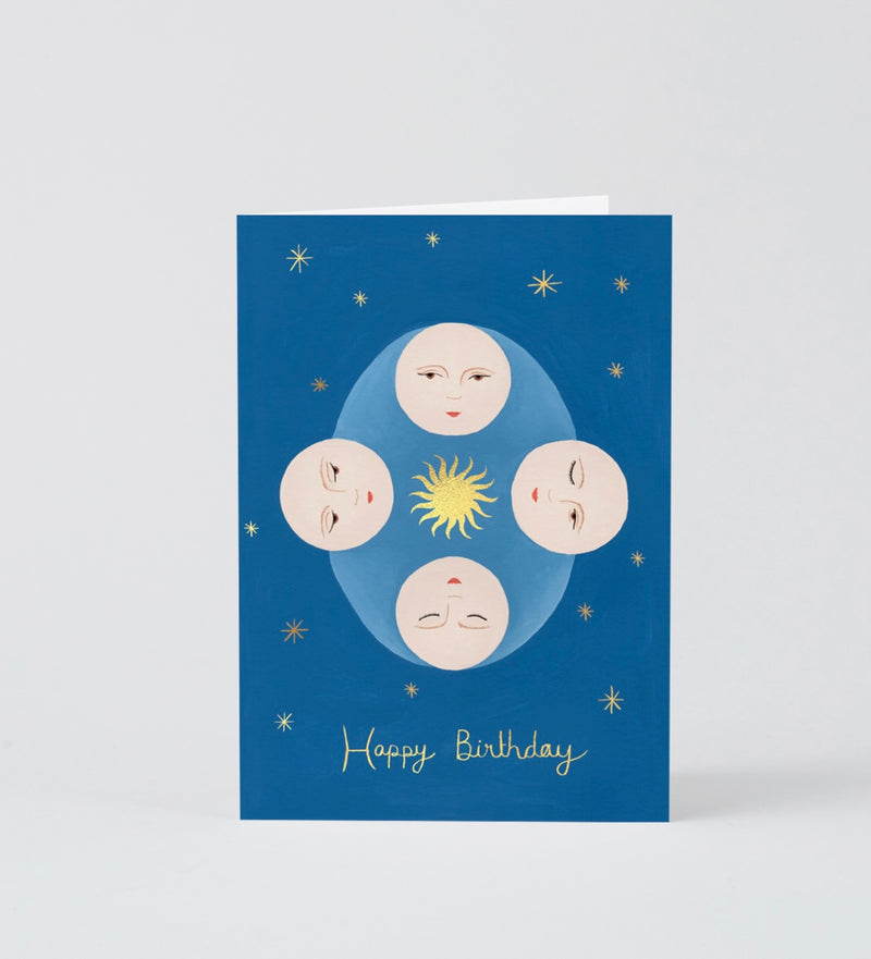 Wrap Happy Birthday Moons and Stars Greeting Card