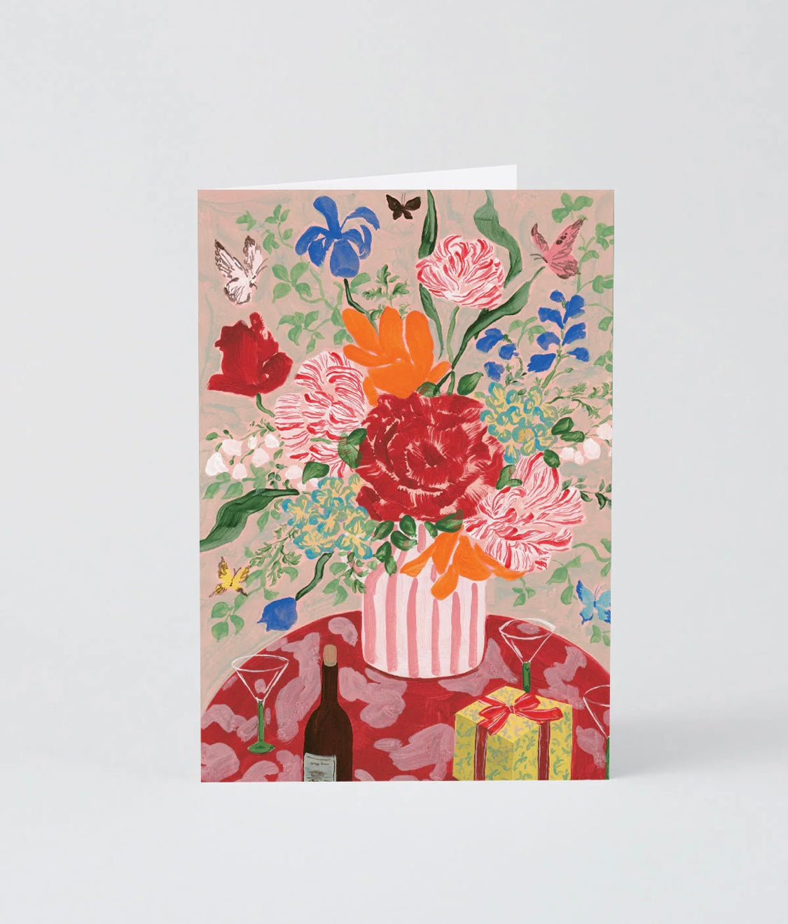 Wrap Birthday Bouquet and Champagne Greeting Card