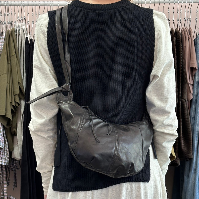 Erin Templeton Mini Hobo Sling Bag Black Recycled Leather