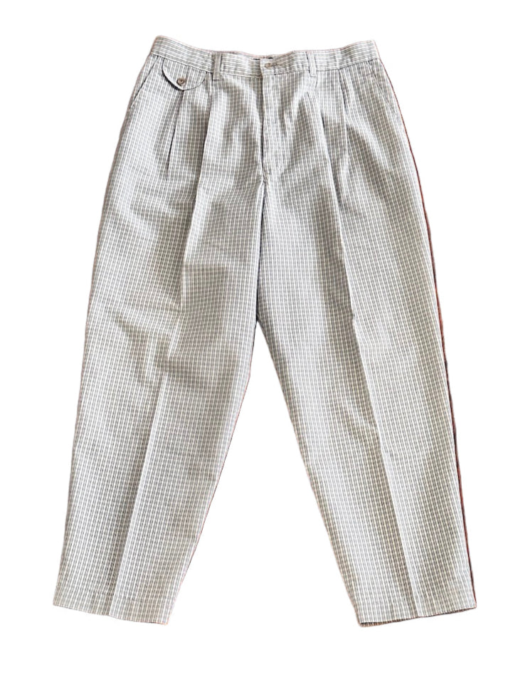 Blue plaid pants on a white background