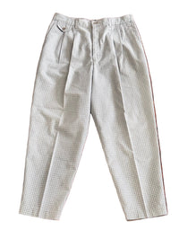 Blue plaid pants on a white background