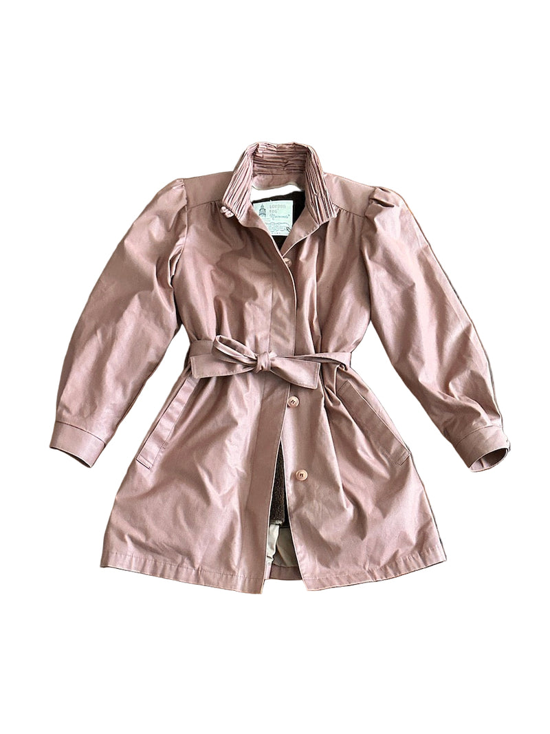 Mauve short trench coat on a white background