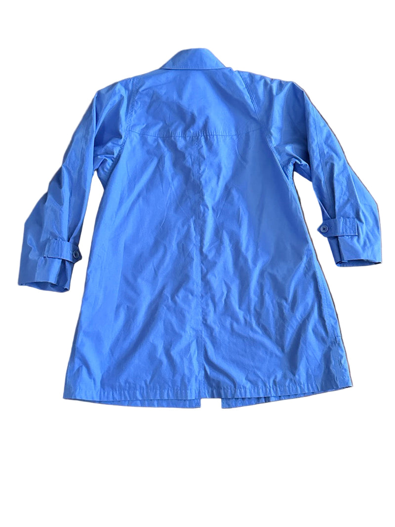 Back of blue coat on a white background