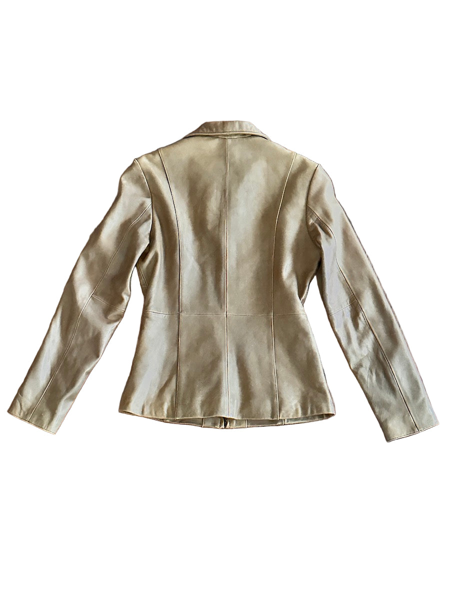 Tan leather jacket on a white background