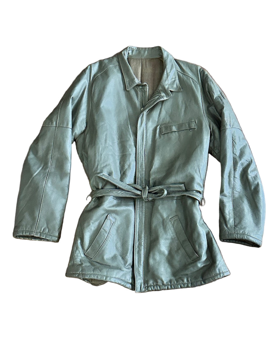 Taupe leather jacket on a white background