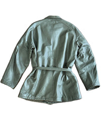 Taupe leather jacket on a white background