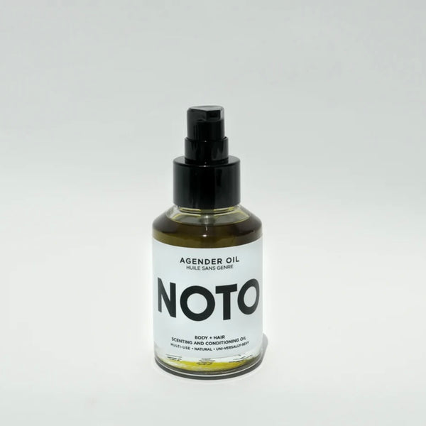 Noto Botanics Agender oil unisex hair and body oil branded bottle 