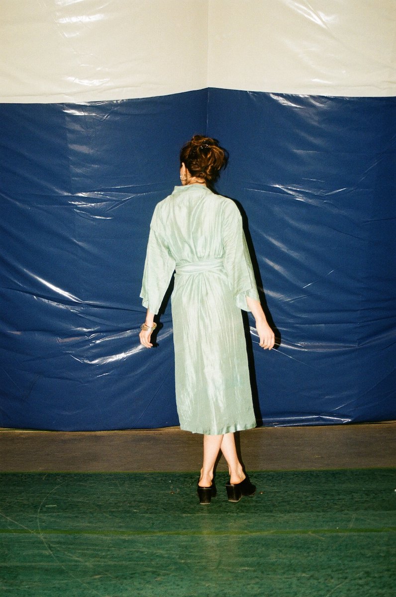 Lily Forbes Handwoven Silk Robe in Sage