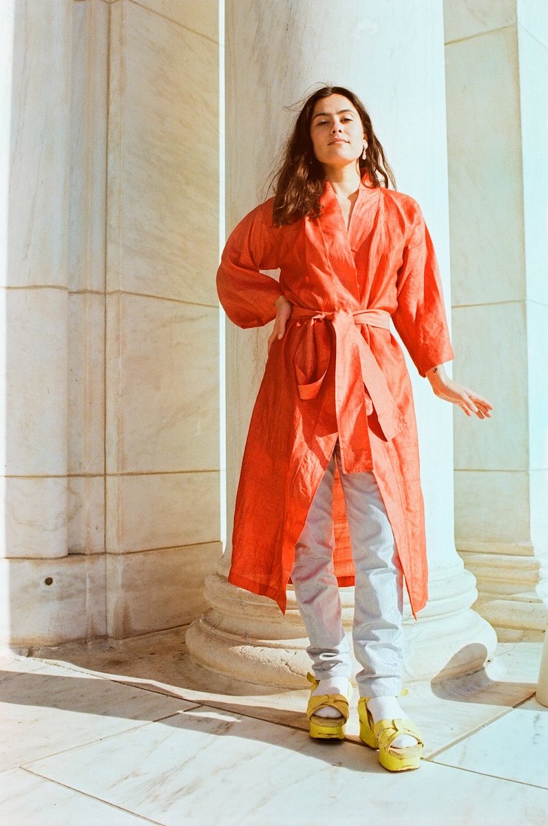 Lily Forbes Handwoven Silk Robe in Poppy