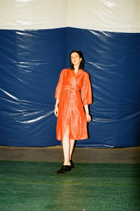 Lily Forbes Handwoven Silk Robe in Poppy