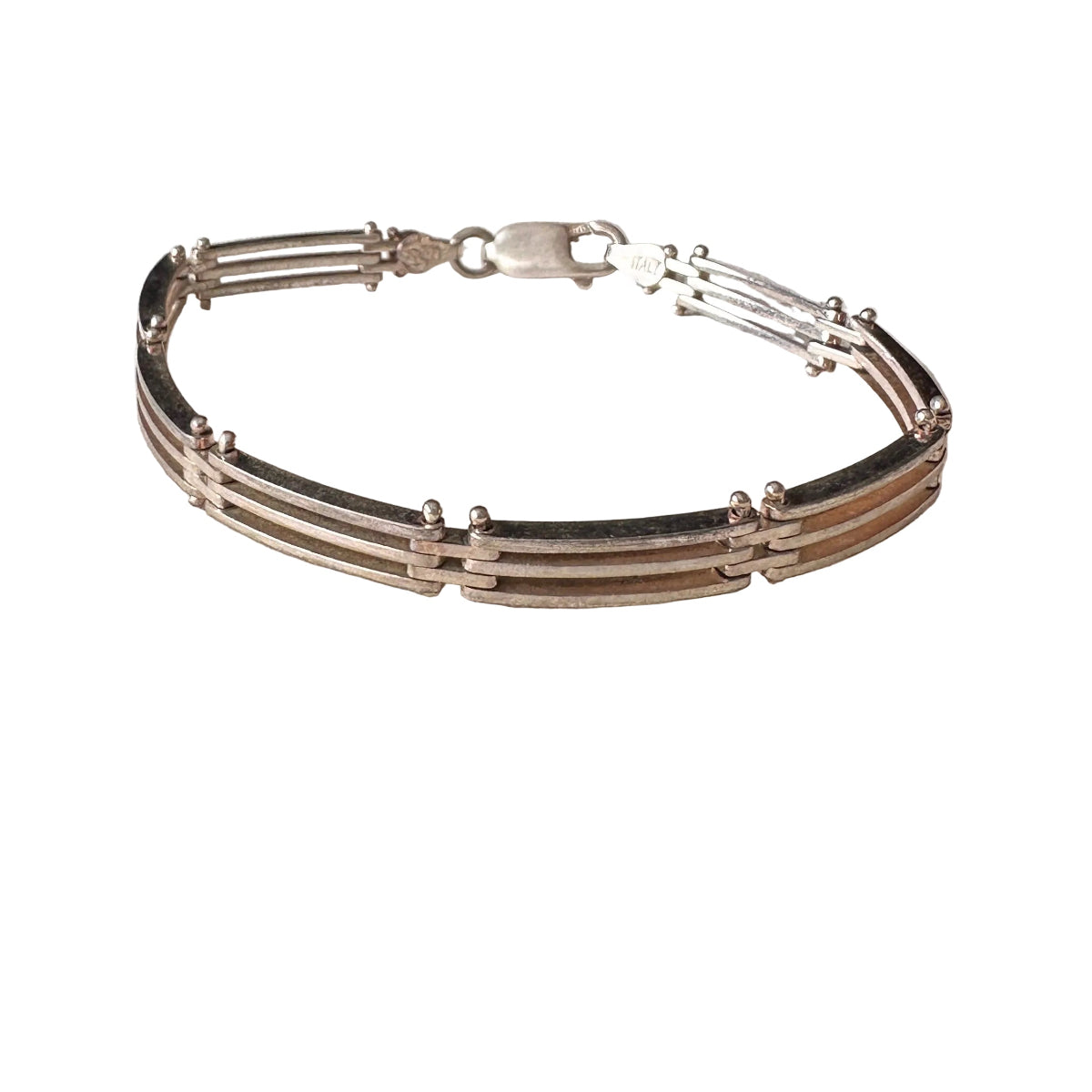 Silver bracelet on a white background