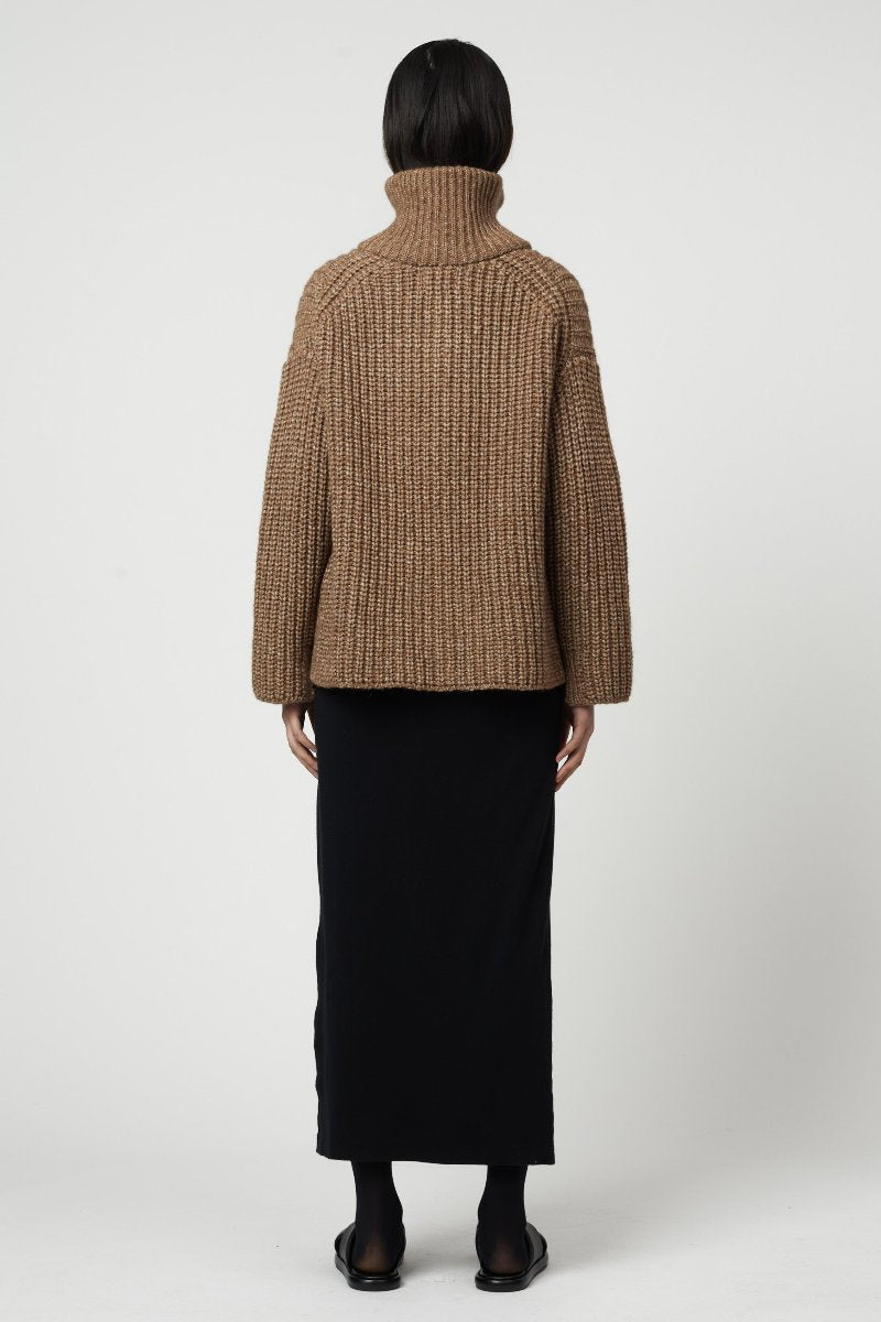 Atelier Delphine Alpaca Rib Cardigan Brown