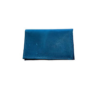 Green bi-fold card case on a white background