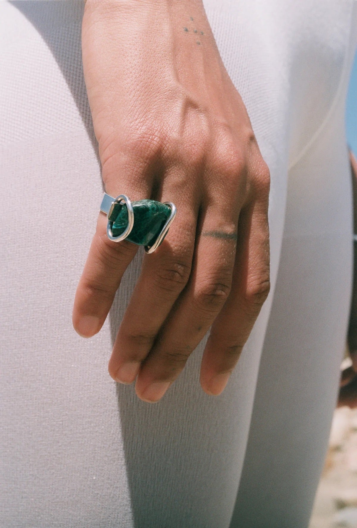 Vintage Chrysocolla and Sterling Silver Ring