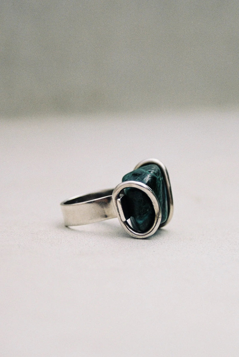 Vintage Chrysocolla and Sterling Silver Ring