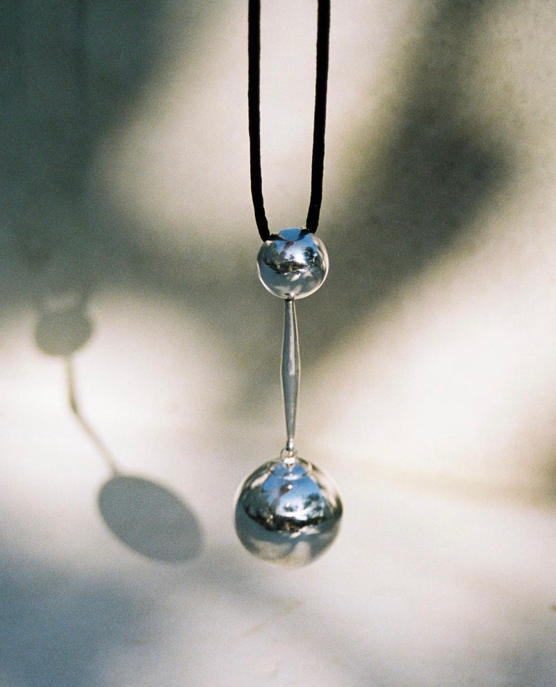 Vintage Sterling Silver Sphere Pendulum Necklace