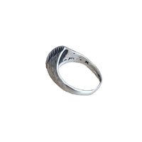 Silver ring on a white background