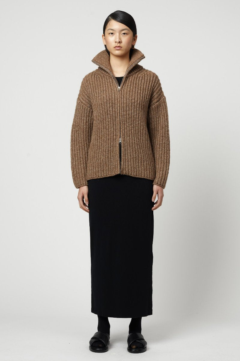 Atelier Delphine Alpaca Rib Cardigan Brown