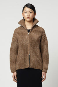 Atelier Delphine Alpaca Rib Cardigan Brown