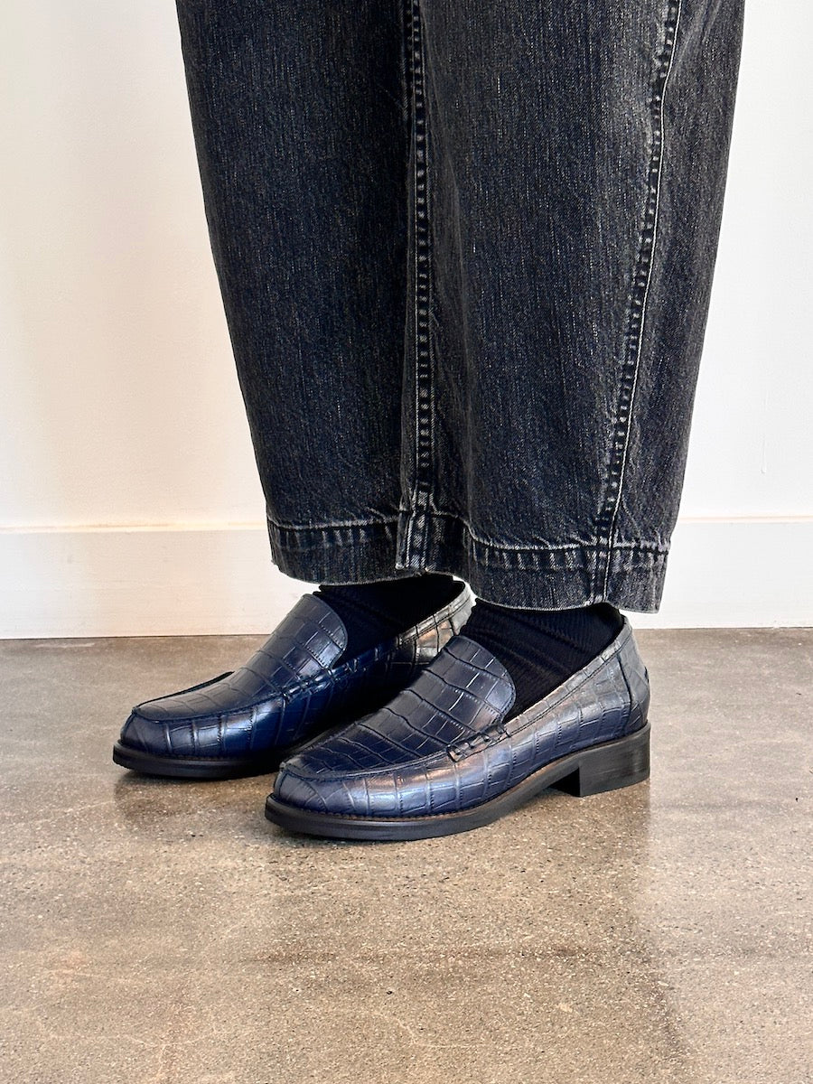 Rachel Comey Bancks Loafer Navy Croc Embossed Leather  display picture 1