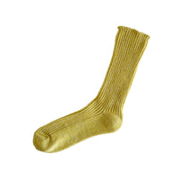 Nishiguchi Kutsushita Hemp Cotton Ribbed Socks Vintage Yellow