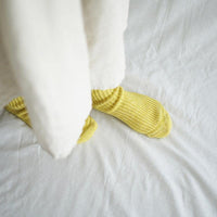 Nishiguchi Kutsushita Hemp Cotton Ribbed Socks Vintage Yellow