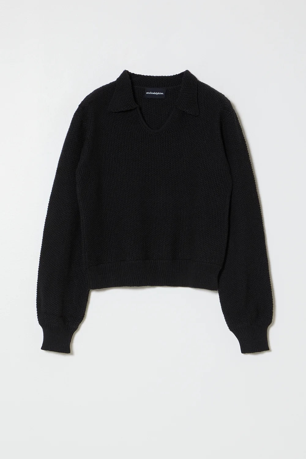 Atelier Delphine Long Sleeve Polo Shirt Black Knit