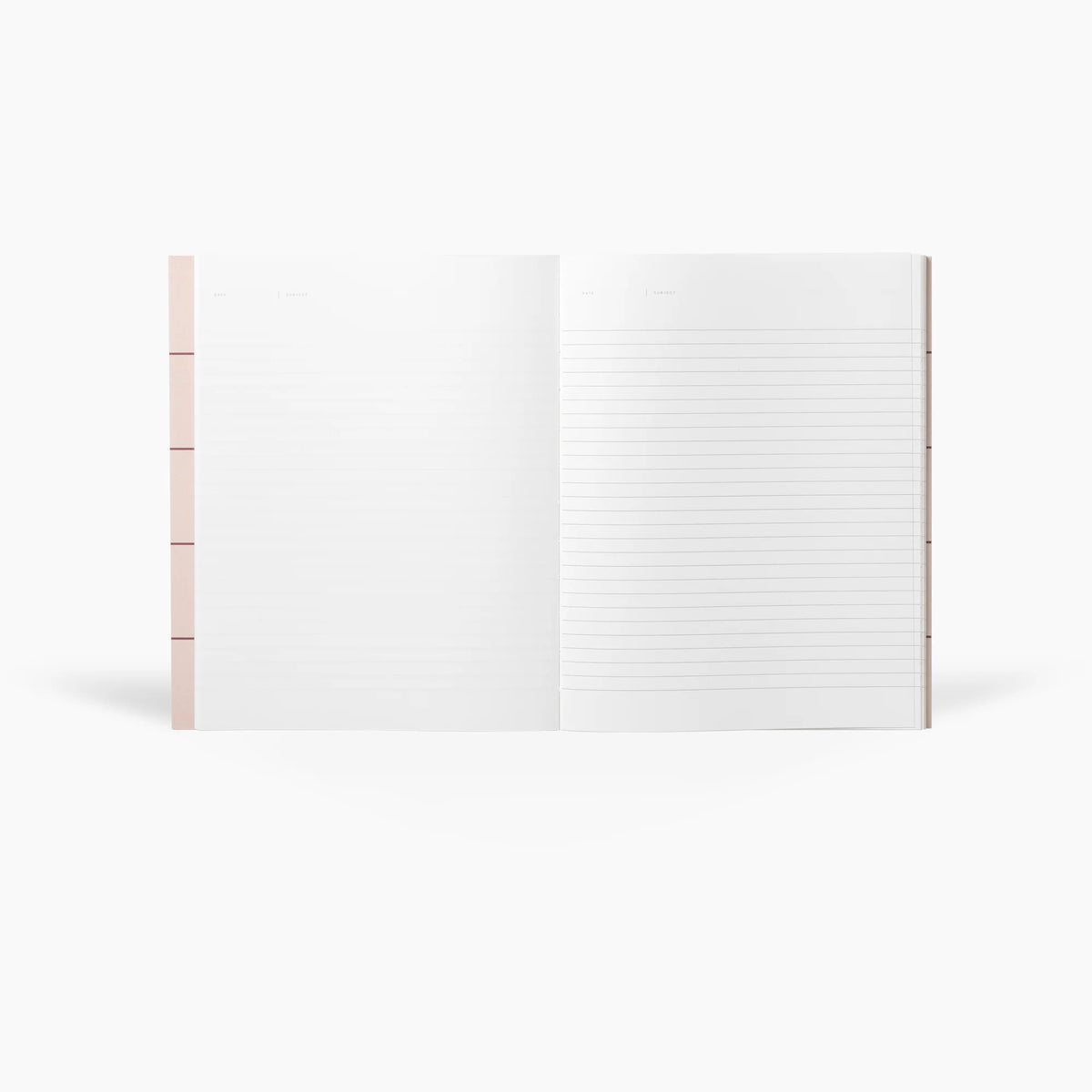 White notebook with a pink cover on a white background