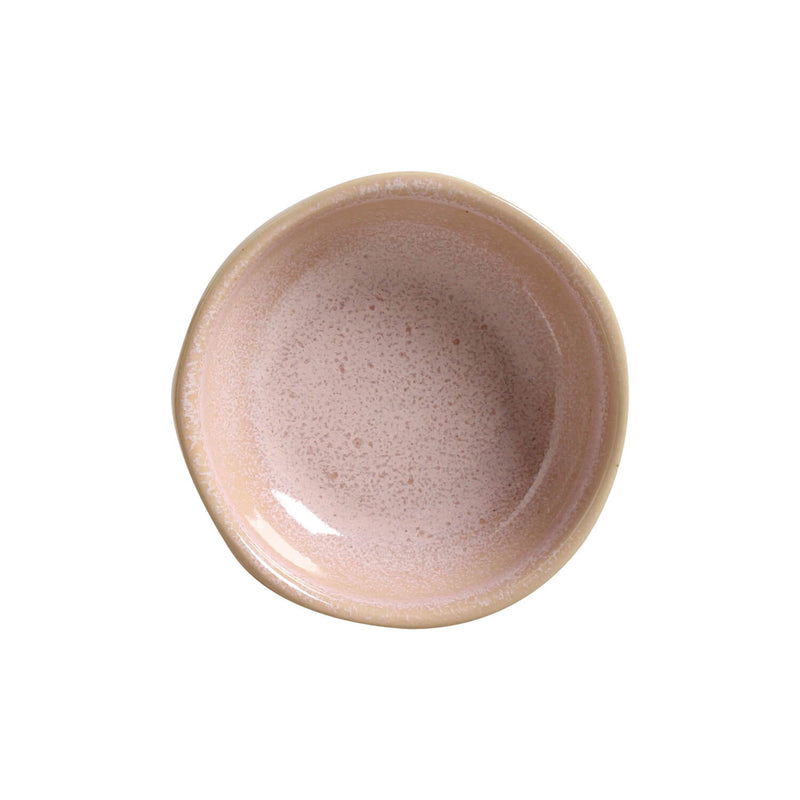 Round ceramic bowl with a speckled texture on a white background