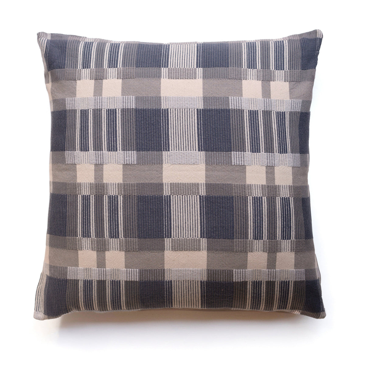 Blue Plaid patterned square throw pillow