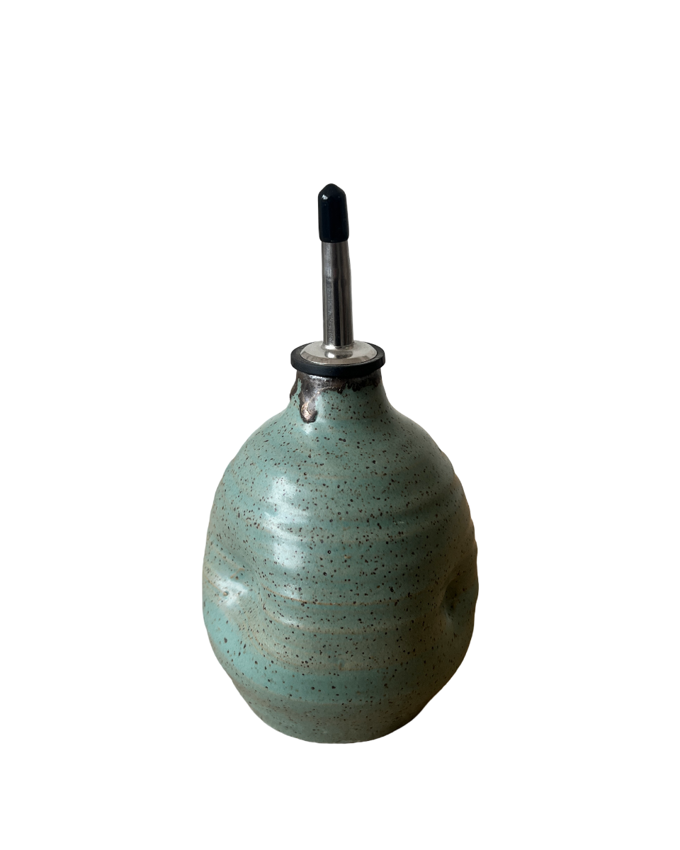 speckled teal ceramic vinegar cruet
