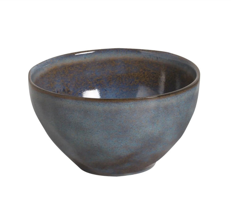 Blue ceramic bowl on a white background