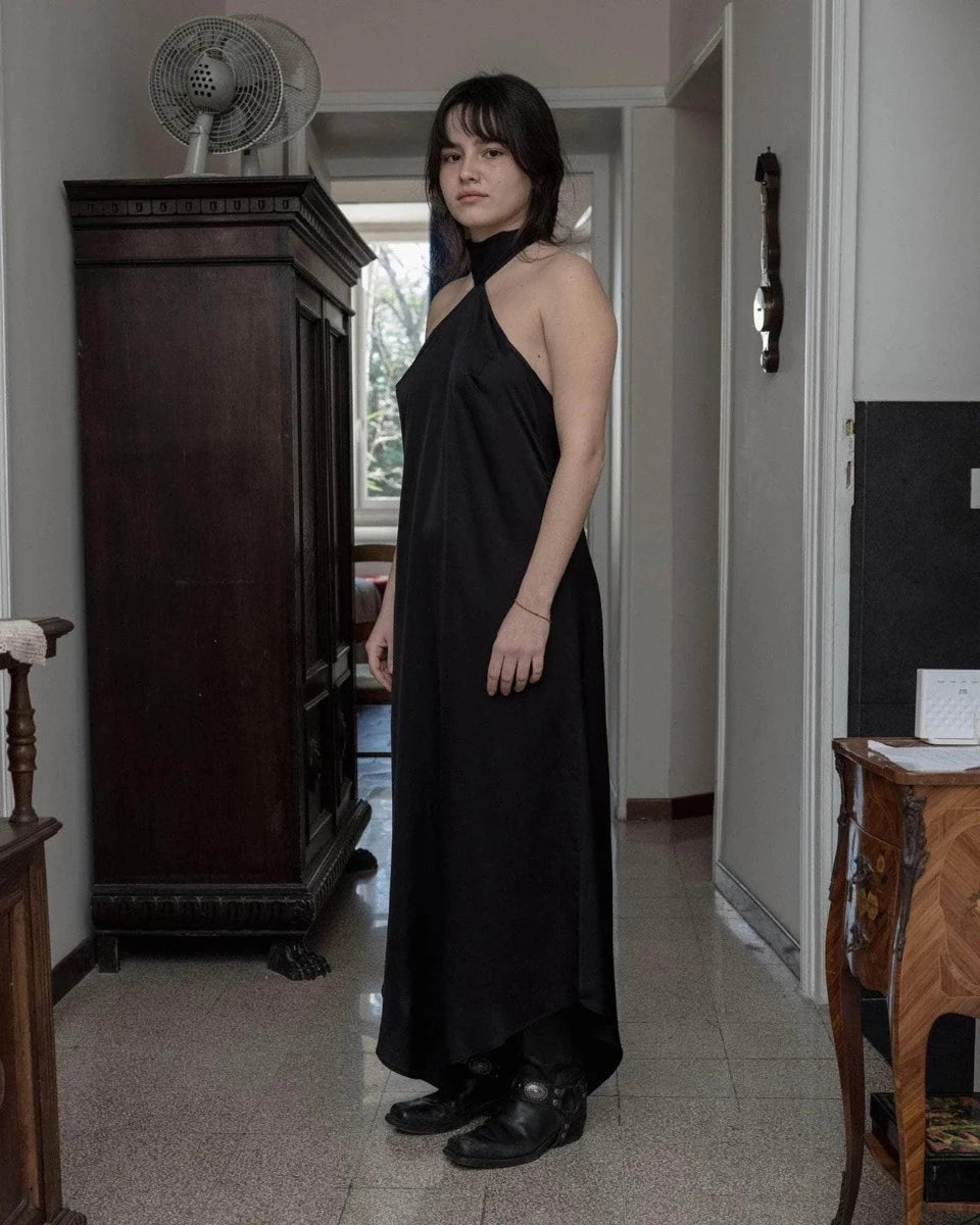 Baserange Halter Cravat Dress Black Viscose – Burke Mercantile