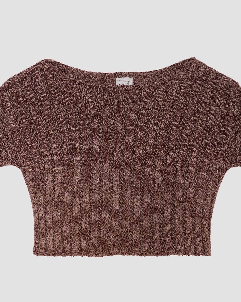 Baserange Macau Crop Pullover Sweater Burgundy Melange