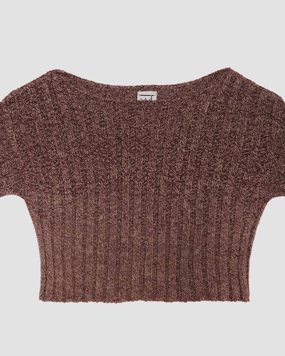 Baserange Macau Crop Pullover Sweater Burgundy Melange Organic Cotton –  Burke Mercantile