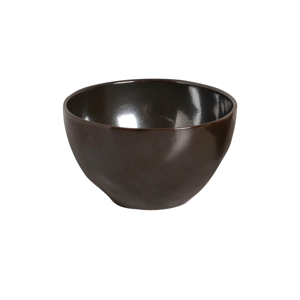 Black ceramic bowl on a white background