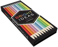 Box of colorful graphite pencils with 'Bright Ideas' branding on a white background