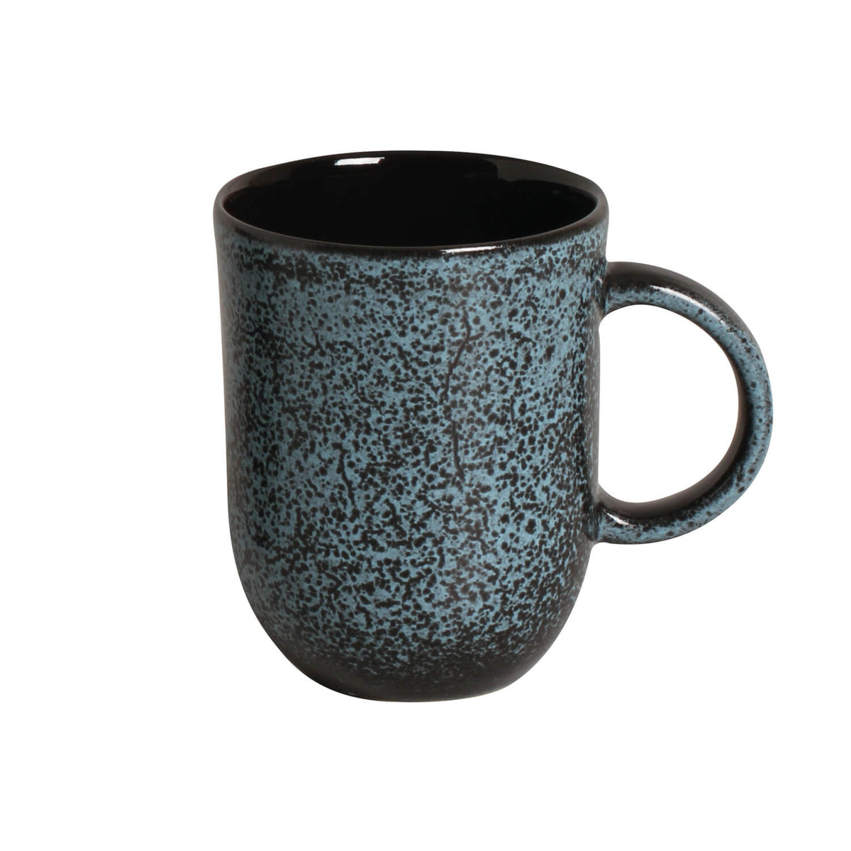 Speckled blue mug on a white background