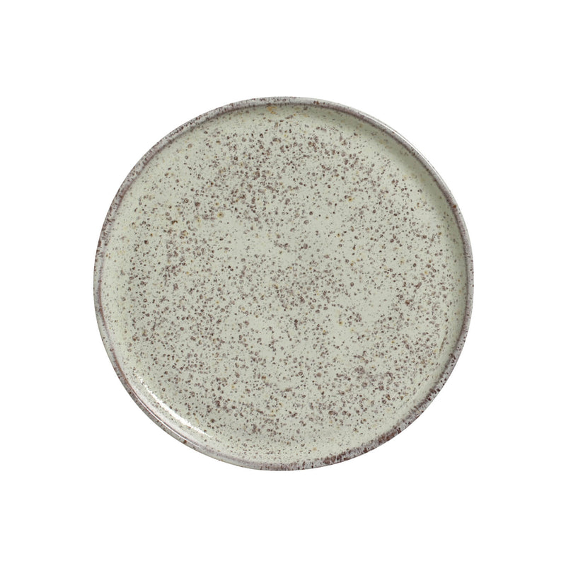 Speckled ceramic plate on a white background