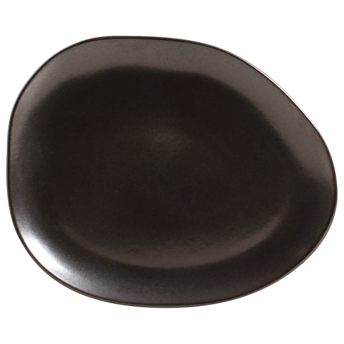 Black ceramic plate on a white background