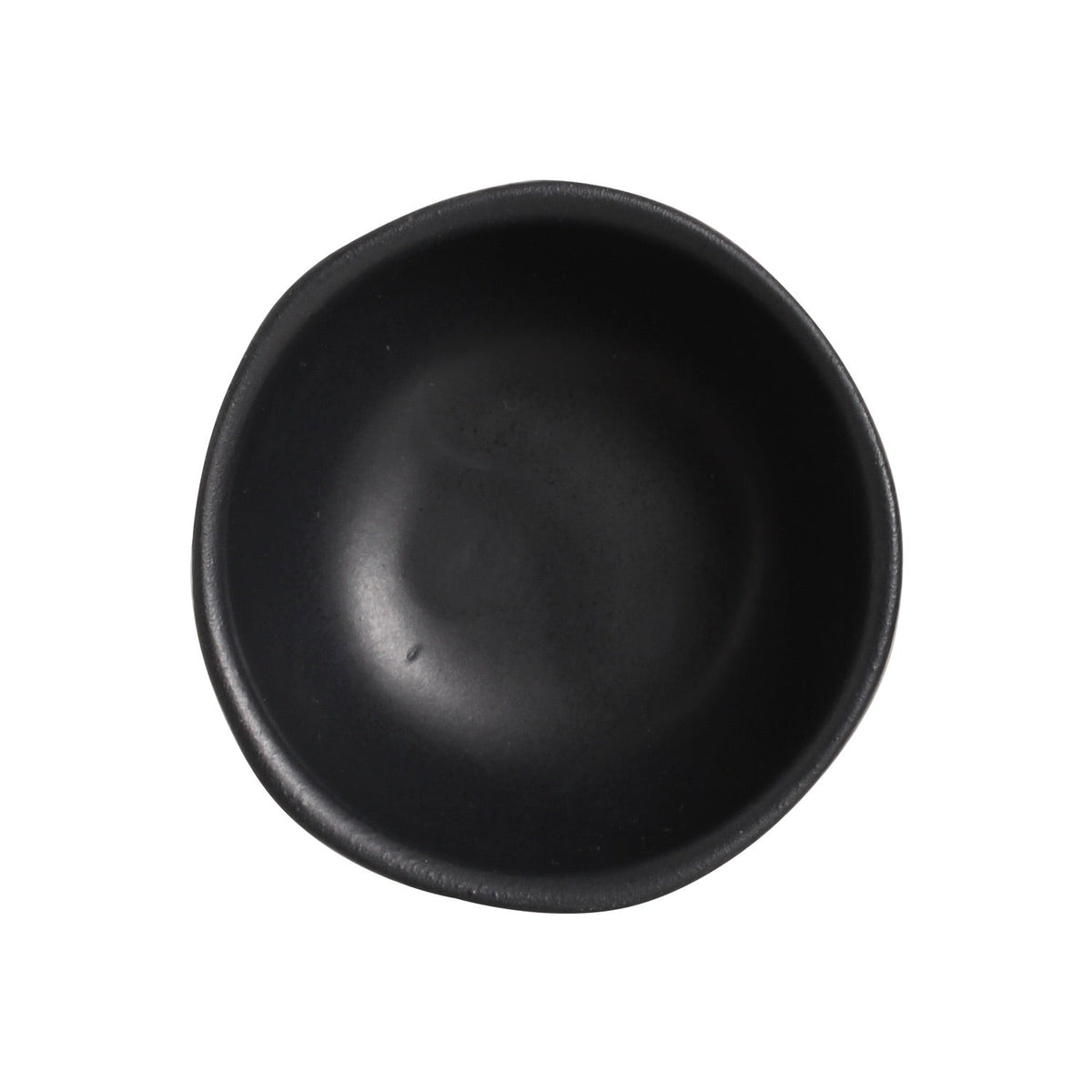 Black ceramic bowl on a white background